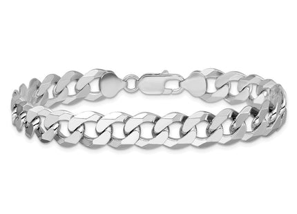 Sterling Silver Rhodium-plated Beveled Curb Chain