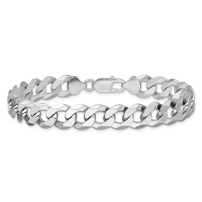 Sterling Silver Rhodium-plated Beveled Curb Chain, 8 x 10.6mm