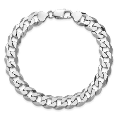 Sterling Silver Rhodium-plated Beveled Curb Chain, 8 x 10.6mm