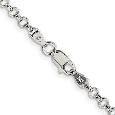 Sterling Silver Semi-solid Rolo Bracelet, 7 x 3mm