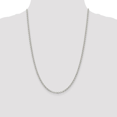 Sterling Silver Semi-solid Rolo Bracelet, 7 x 3mm