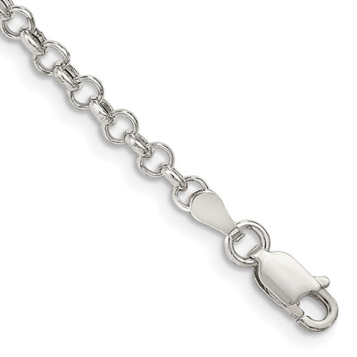 Sterling Silver Semi-solid Rolo Bracelet, 7 x 3mm