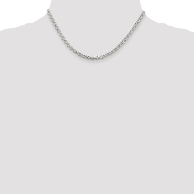 Sterling Silver Semi-solid Rolo Chain, 16 x 4.25mm