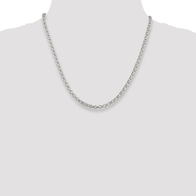 Sterling Silver Semi-solid Rolo Chain, 16 x 4.25mm