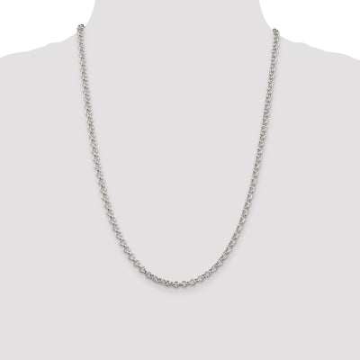 Sterling Silver Semi-solid Rolo Chain, 16 x 4.25mm