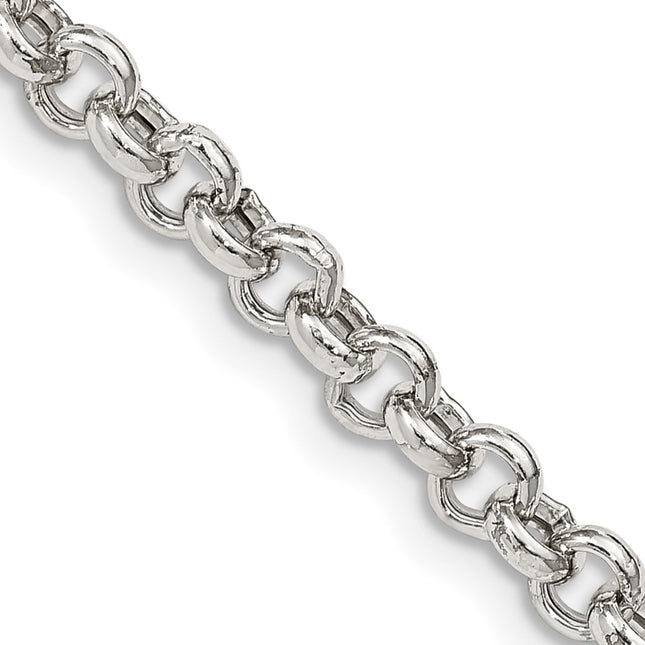 Sterling Silver Semi-solid Rolo Bracelet, 7 x 4.25mm