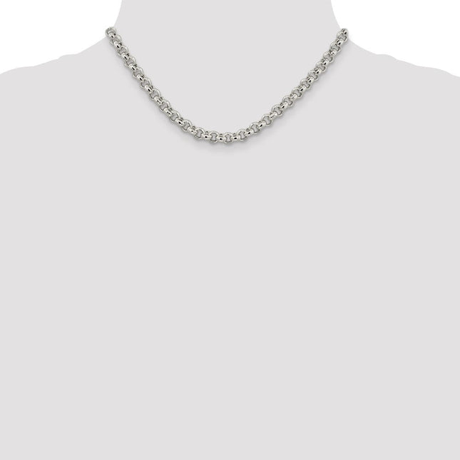 Sterling Silver Semi-solid Rolo Chain, 20 x 6.5mm