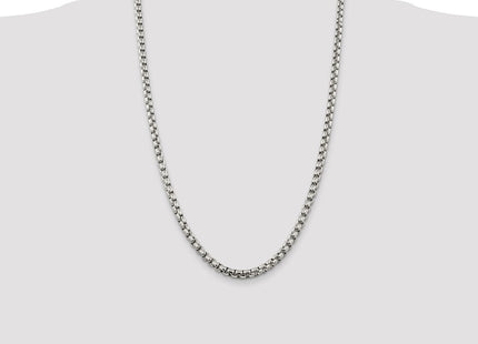 Sterling silver box link chain, further view