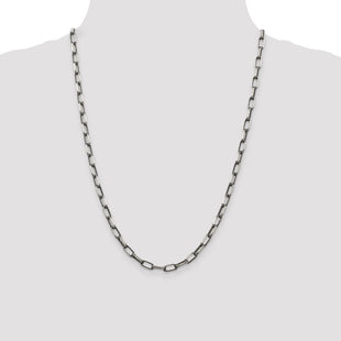 Sterling Silver Antiqued Elongated Open Link Chain (Style QFC139-24)