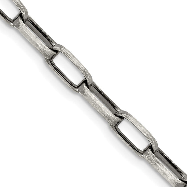 Sterling Silver Antiqued Elongated Open Link Chain, 8.5 x 4.8mm