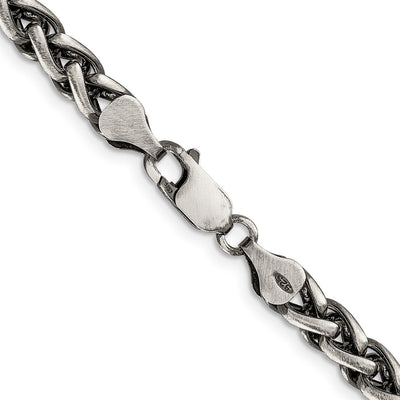 Sterling Silver Antiqued Round Spiga Chain