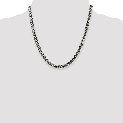Sterling Silver Antiqued Round Spiga Chain