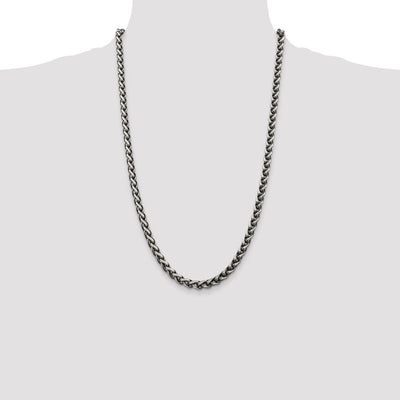 Sterling Silver Antiqued Round Spiga Chain