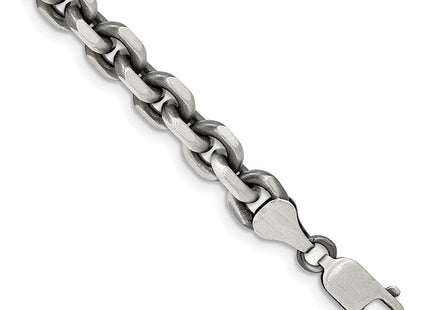 Sterling Silver Antiqued D/C Elongated Open Link Bracelet