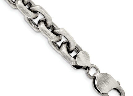 Sterling Silver Antiqued D/C Elongated Open Link Bracelet