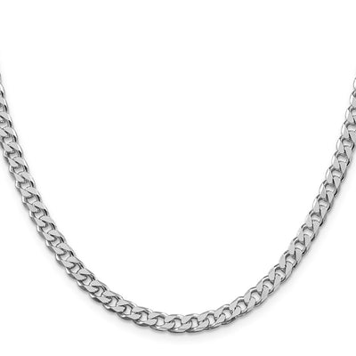 Sterling Silver Rhodium-plated Polished Curb Chain, 18 x 5mm