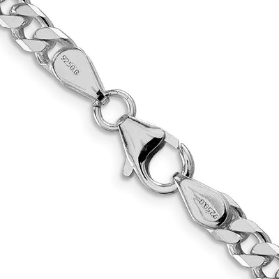 Sterling Silver Rhodium-plated Polished Curb Chain, 18 x 5mm