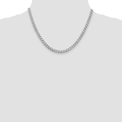 Sterling Silver Rhodium-plated Polished Curb Chain, 18 x 5mm