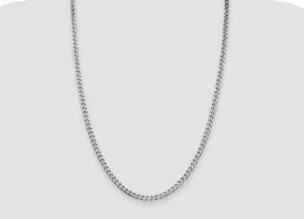 Sterling Silver Rhodium-plated Polished Curb Chain, 24 x 3.5mm
