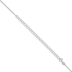 Sterling Silver Rolo with Beads Chain w/4in ext. (Style QFC163E-22)