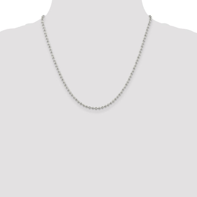 Sterling Silver Fancy Beaded Chain Anklet, 10 x 3mm