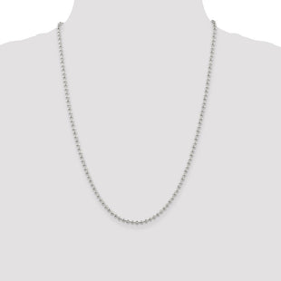 Sterling Silver Fancy Beaded Chain (Style QFC166-24)