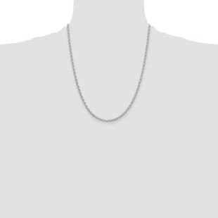 Sterling Silver Oval Fancy Rolo Chain (Style QFC194-22)