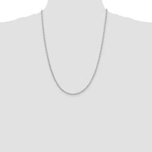 Sterling Silver Oval Fancy Rolo Chain (Style QFC194-24)
