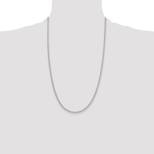 Sterling Silver Oval Fancy Rolo Chain (Style QFC194-26)