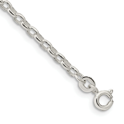 Sterling Silver Oval Fancy Rolo Bracelet, 7 x 2.75mm