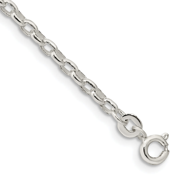 Sterling Silver Oval Fancy Rolo Bracelet, 7 x 2.75mm