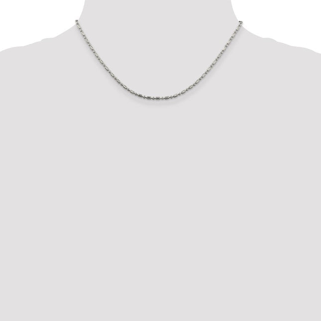 Sterling Silver Fancy Beaded Chain, 16 x 2mm