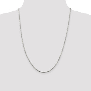 Sterling Silver Fancy Beaded Chain (Style QFC195-24)