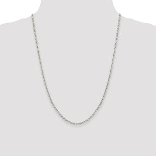 Sterling Silver Flat Link Cable Chain (Style QFC197-24)