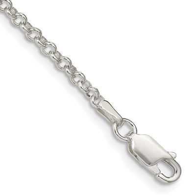 Sterling Silver Rolo Chain Anklet, 9 x 2.8mm