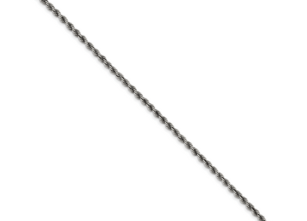 Sterling Silver Ruthenium-plated Rope Chain, 8 x 3.4mm