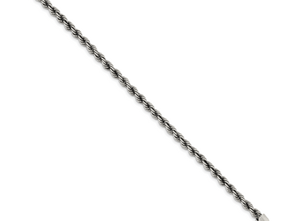 Sterling Silver Ruthenium-plated Rope Chain, 8 x 4.5mm