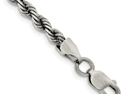 Sterling Silver Ruthenium-plated Rope Chain, 8 x 4.5mm