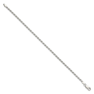 Sterling Silver Flat Rope Bracelet, 7 x 2.5mm
