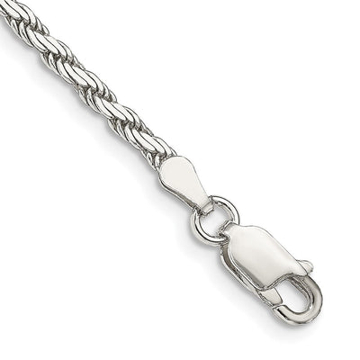 Sterling Silver Flat Rope Bracelet, 7 x 2.5mm