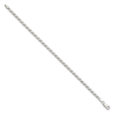 Sterling Silver Flat Rope Bracelet, 7 x 3.1mm