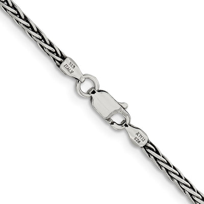 Sterling Silver Antiqued Solid Square Spiga Chain, 24 x 2.2mm