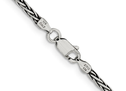 Sterling Silver Antiqued Solid Square Spiga Chain, 18 x 2.2mm