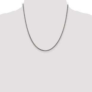 Sterling Silver Antiqued Solid Square Spiga Chain (Style QFC206-20)