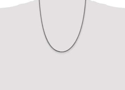 Sterling Silver Antiqued Solid Square Spiga Chain (Style QFC206-22)