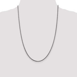 Sterling Silver Antiqued Solid Square Spiga Chain (Style QFC206-24)