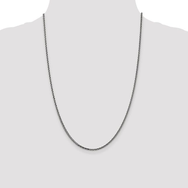 Sterling Silver Antiqued Solid Square Spiga Chain, 18 x 2.2mm