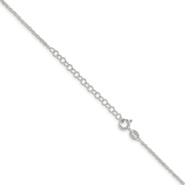 Sterling Silver Loose Rope Chain w/2in ext., 20 x 1.6mm