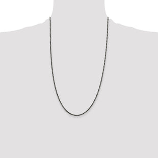 Sterling Silver Ruthenium-plated Rope Chain (Style QFC209-26)