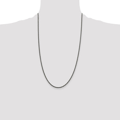 Sterling Silver Ruthenium-plated Rope Chain, 16 x 2.3mm